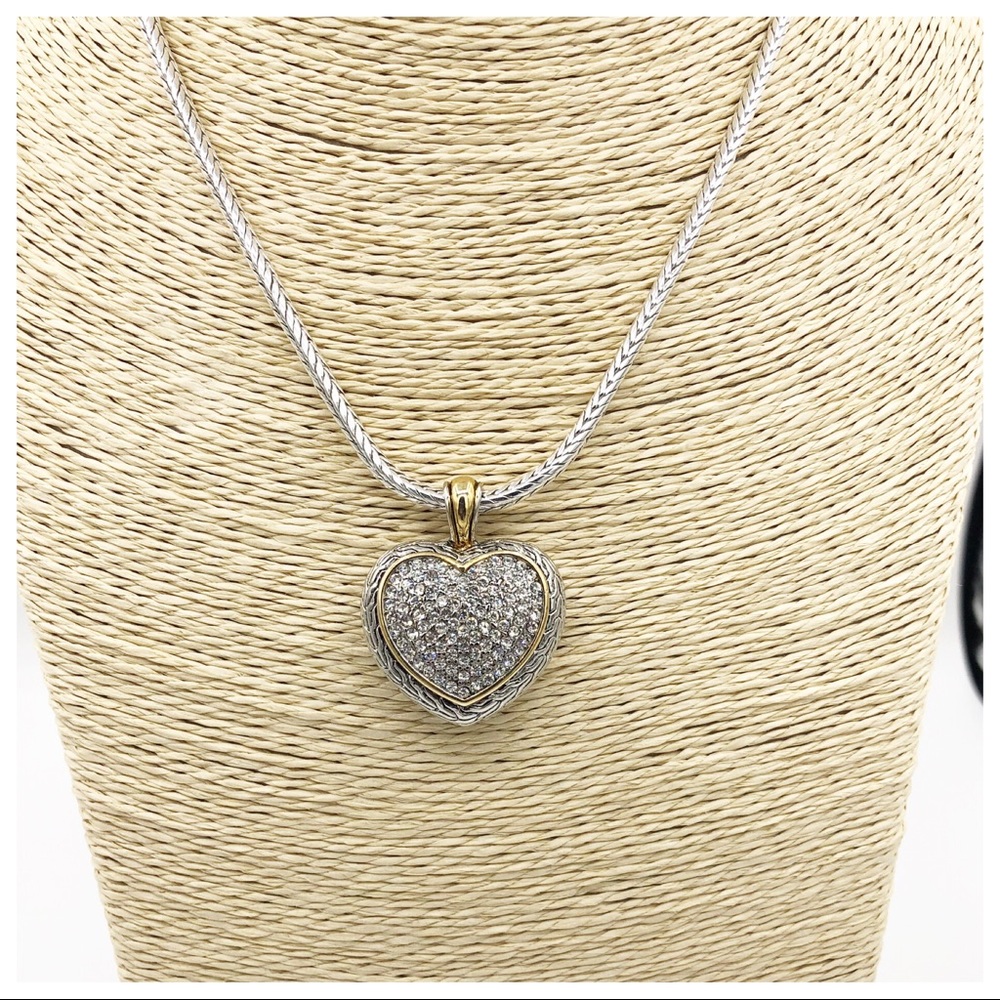 NEW DOUBLE SIDED CRYSTAL HEART NECKLACE